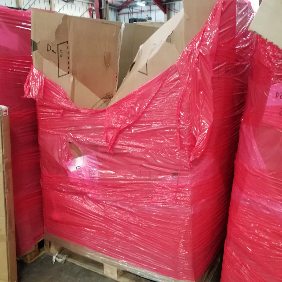 PALLET OF ASSORTED PRODUCTS INCLUDING OFFICE CHAIR, ELECTRIC GRIDDLE, VACUUM STAND, JUMBO 4 IN A ROW