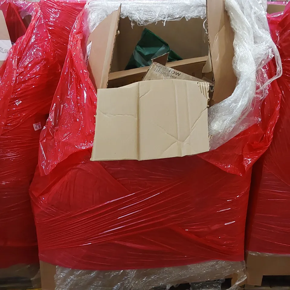 PALLET OF ASSORTED HOUSEHOLD ITEMS AND CONSUMER PRODUCTS. INCLUDES; TURNTABLES, PLAY MAT, VACMASTER VACUUM, PORTABLE PET CRATE, PAPER SHREDDER ETC