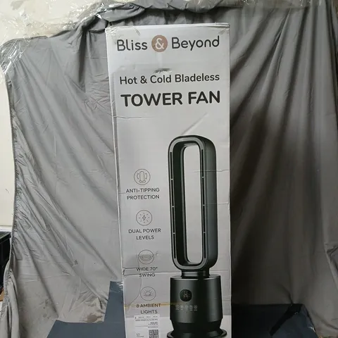 BLISS AND BEYOND HOT AND COLD BLADELESS TOWER FAN BOXED