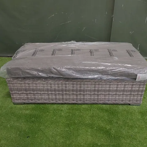 DESIGNER GREY RATTAN STOOL/BENCH WITH CUSHION