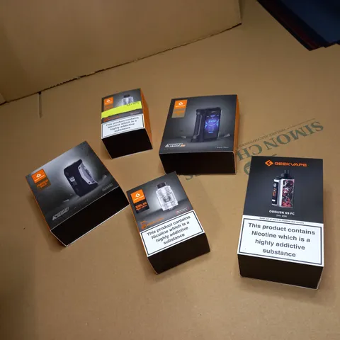 BOX OF APPROX 8 ASSORTED VAPE/ACCESSORIES VARYING IN STYLE/SIZE/CONDITION TO INCLUDE: GEEKVAPE