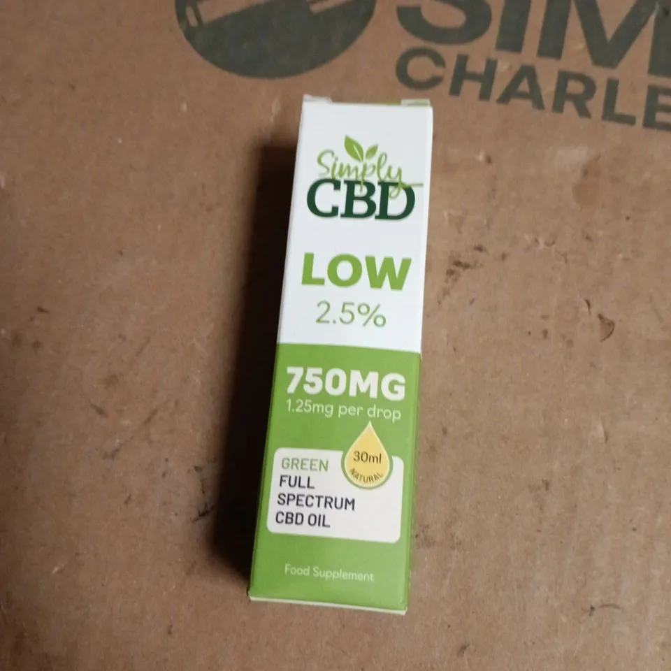 SIMPLY CBD LOW 2.5% FULL SPECTRUM CBD OIL – 750 MG (30 ML) BOXED