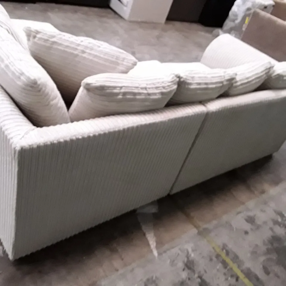 QUALITY DESIGNER CORNER SOFA - IVORY CORDUROY FABRIC 