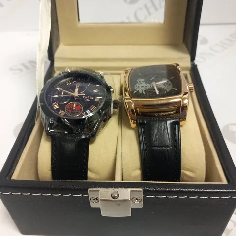 MENS TALIS CO WATCH DUEL GIFT BOX 2X WATCHES INCLUDED β BRAND NEW - LEATHER STRAP