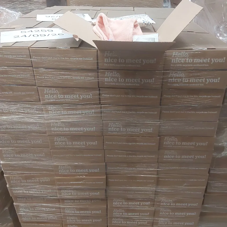 PALLET CONTAINING A VERY LARGE QUANTITY OF ASSORTED BIRCHBOX BEAUTY SETS ECT