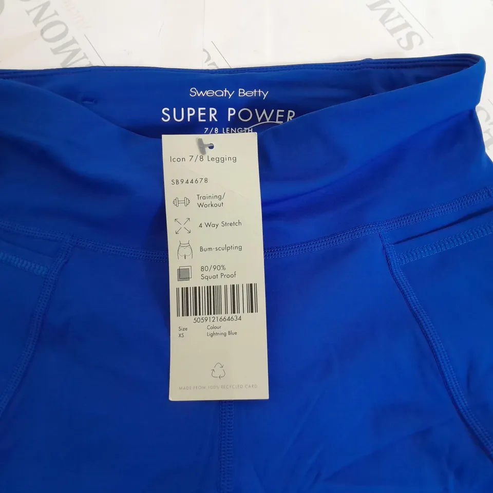SWEATY BETTY SUPER POWER ICON 7/8 LEGGINGS IN BLUE - XS