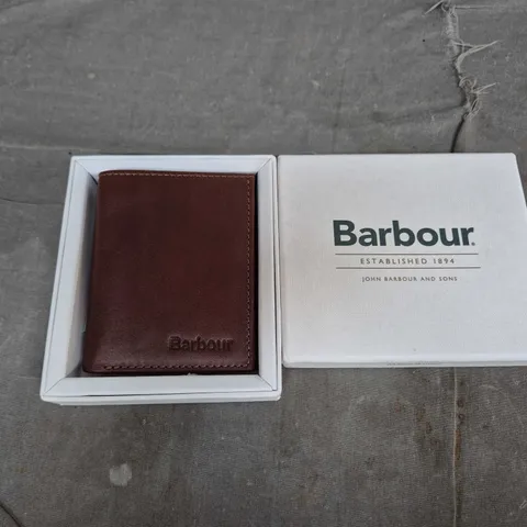 BOXED BARBOUR COLWELL SMALL BILLFOLD WALLET IN BROWN