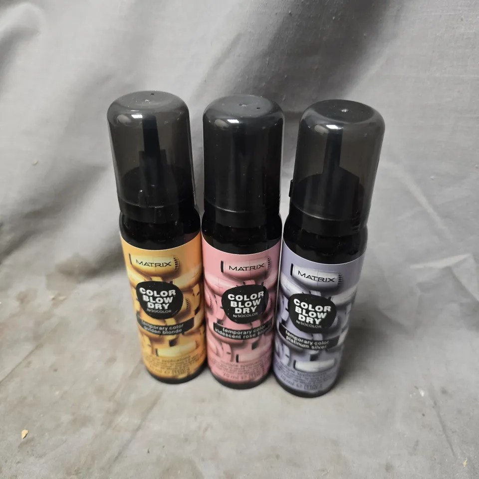 APPROXIMATELY 20 ASSORTED MATRIX BLOW DRY SPRAYS TO INCLUDE ROSE BLONDE, PLATINUM SILVER, GOLDEN BLONDE, ETC - COLLECTION ONLY