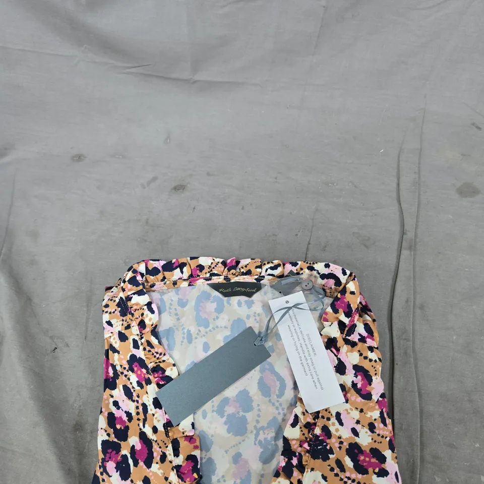 RUTH LANGFORD WOMEN'S LEOPARD PRINT MULTICOLOUR BLOUSE – UK 14 (US 10) – MADE IN CHINA