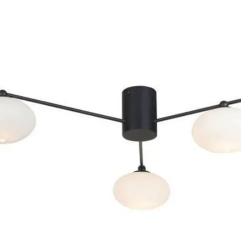 BOXED DAR LIGHTING JASPER 3 LIGHT SEMI FLUSH MATT BLACK OPAL AND GLASS