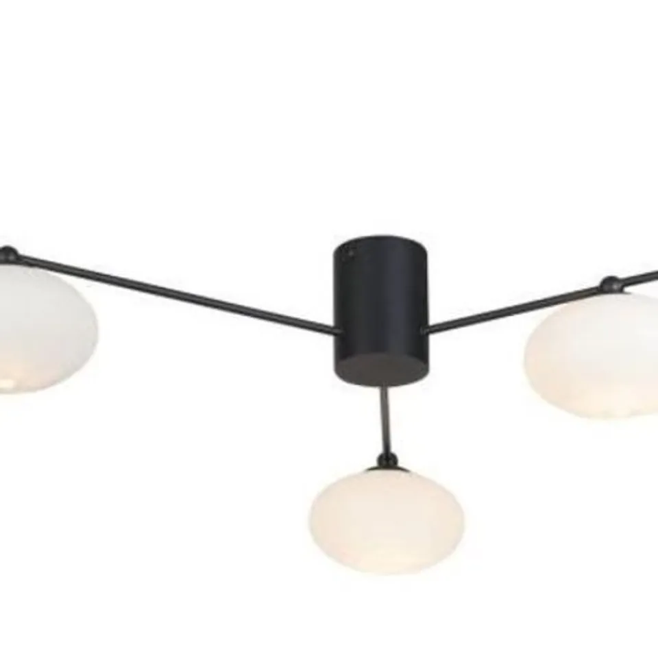 BOXED DAR LIGHTING JASPER 3 LIGHT SEMI FLUSH MATT BLACK OPAL AND GLASS