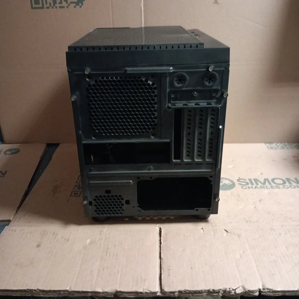 BLACK DESKTOP COMPUTER TOWER CHASSIS – FRONT MESH, CASE ONLY (EMPTY INTERIOR)