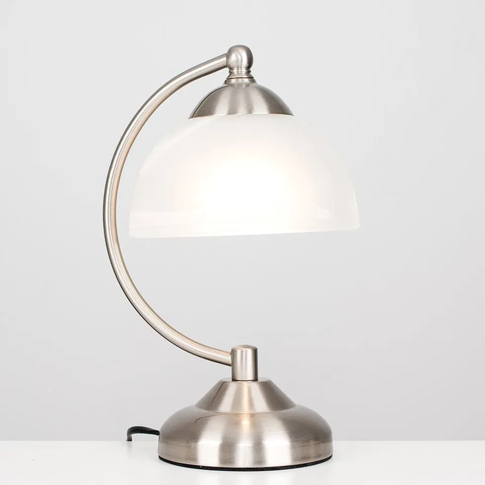BOXED WOODSIDE 28CM ARCHED TABLE LAMP 