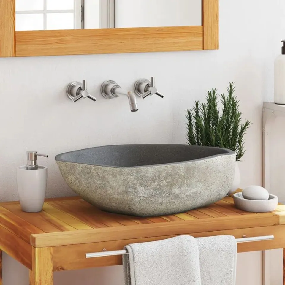 BOXED THINDER BLACK/GREY STONE OVAL BATHROOM SINK (1 BOX)