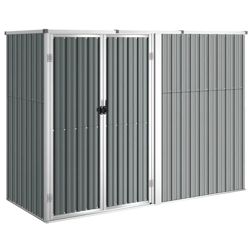 BOXED ALFEUS GARDEN TOOL SHED GREY 225X89X161 CM GALVANISED (2 BOXES)