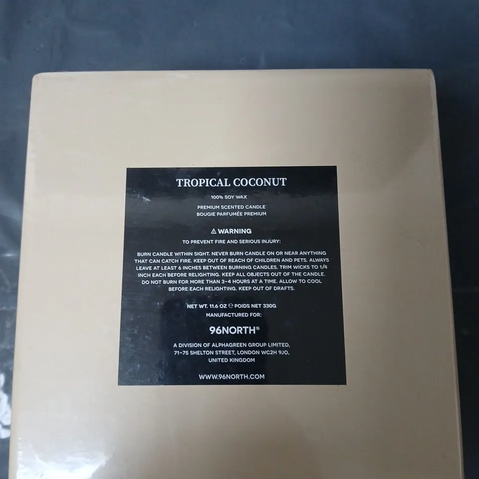 3 x 96North Tropical Coconut Premium Scented Candle – 11.6 oz (330 g) 100% Soy Wax
