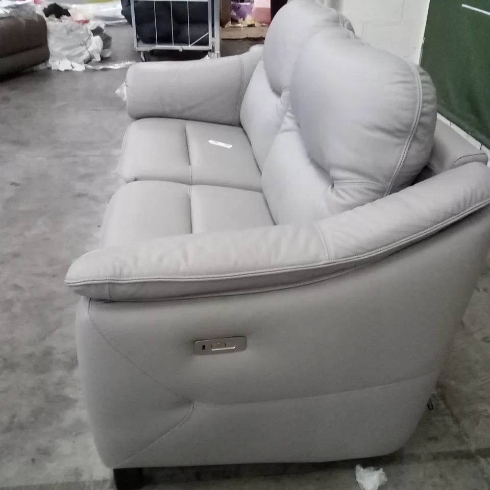 DESIGNER G PLAN JACKSON 3 SEATER ELECTRIC RECLINER DBL SOFA - CAMBRIDGE GREY LEATHER 