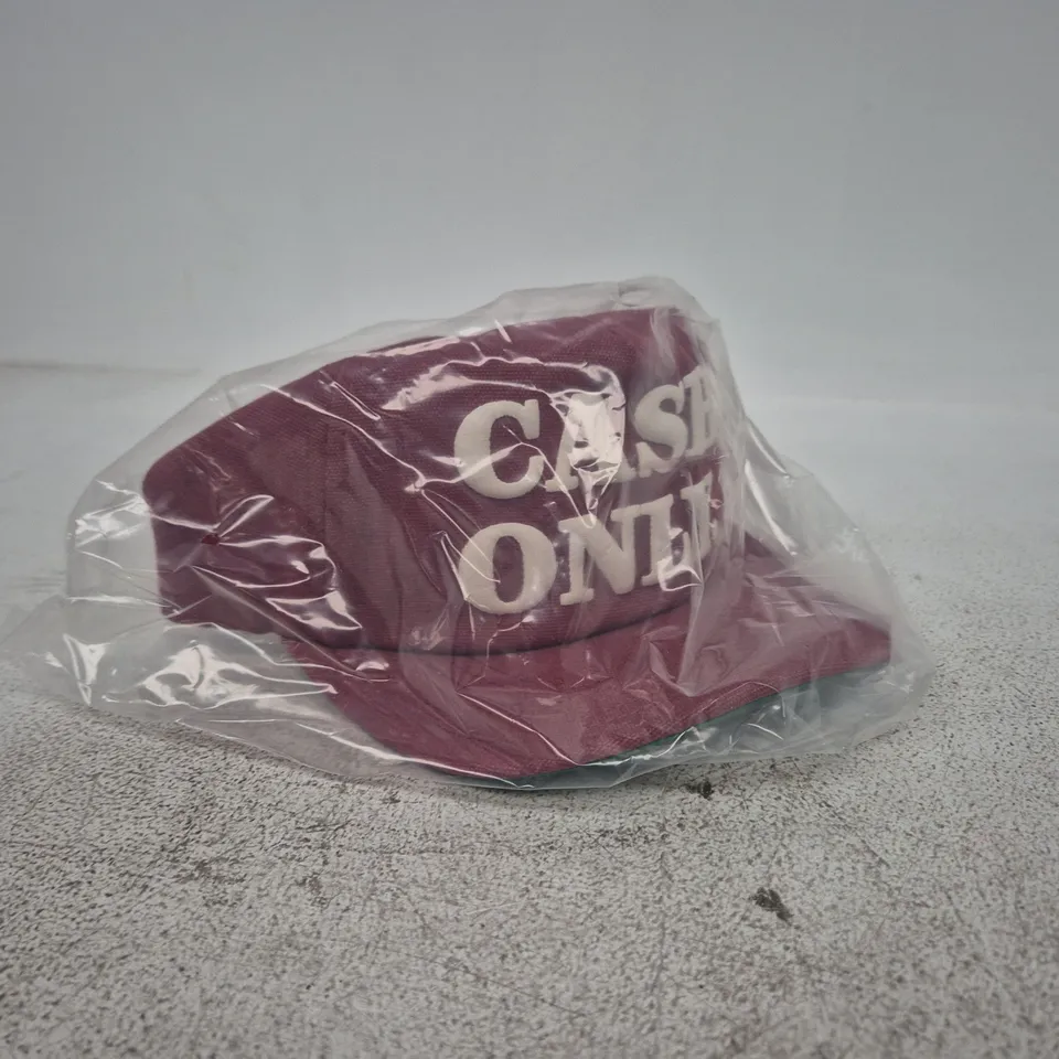 BAGGED CASH ONLY CAP IN BURGUNDY - ONE SIZE