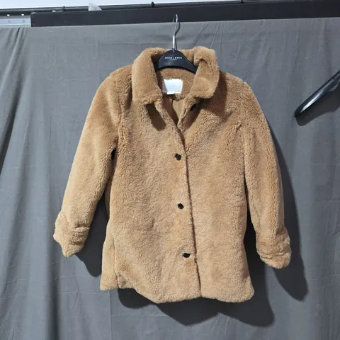 ZARA KIDS FAUX FUR COAT, BROWN, UK 9-10 (9-10 YEARS)