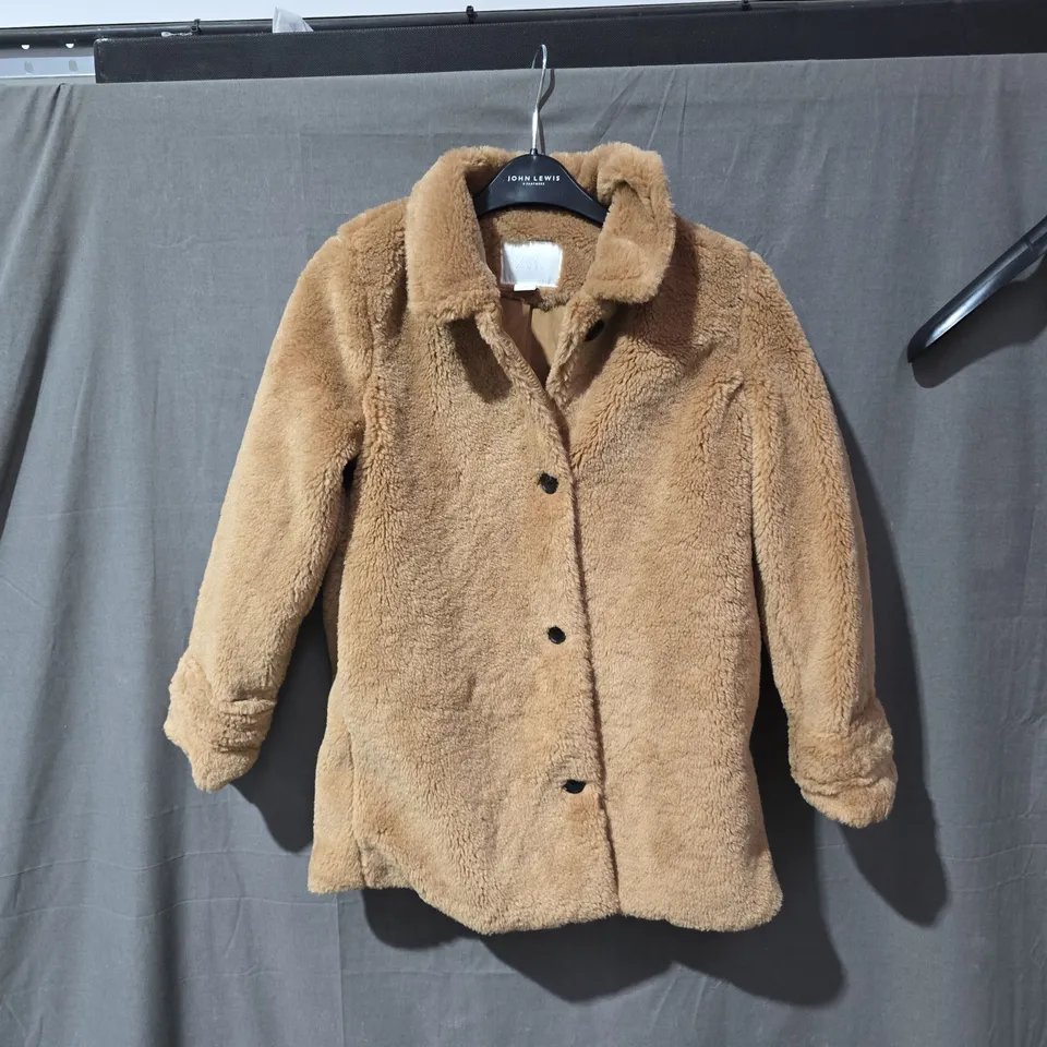 ZARA KIDS FAUX FUR COAT, BROWN, UK 9-10 (9-10 YEARS)