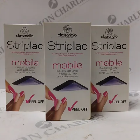 BOX OF APPROX 25 ALESSANDRO STRIPLAC PEEL OFF UV LED NAIL POLISH WIRELESS LED LAMP SETS 