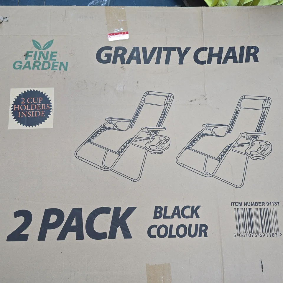 BOXED FINE GARDEN GRAVITY CHAIR 2 PACK - COLLECTION ONLY