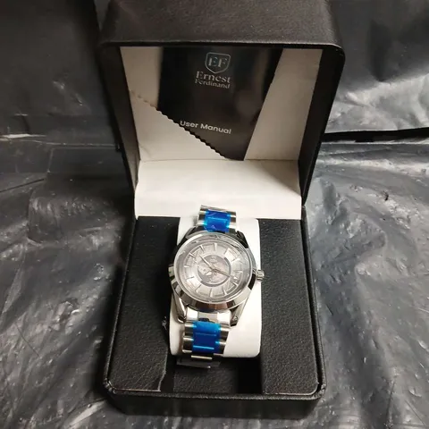 MENS ERNEST FERDINAND WATCH β GLOBAL DIAL β STAINLESS STEEL STRAP β 3ATM WATER RESISTANT - GIFT BOX