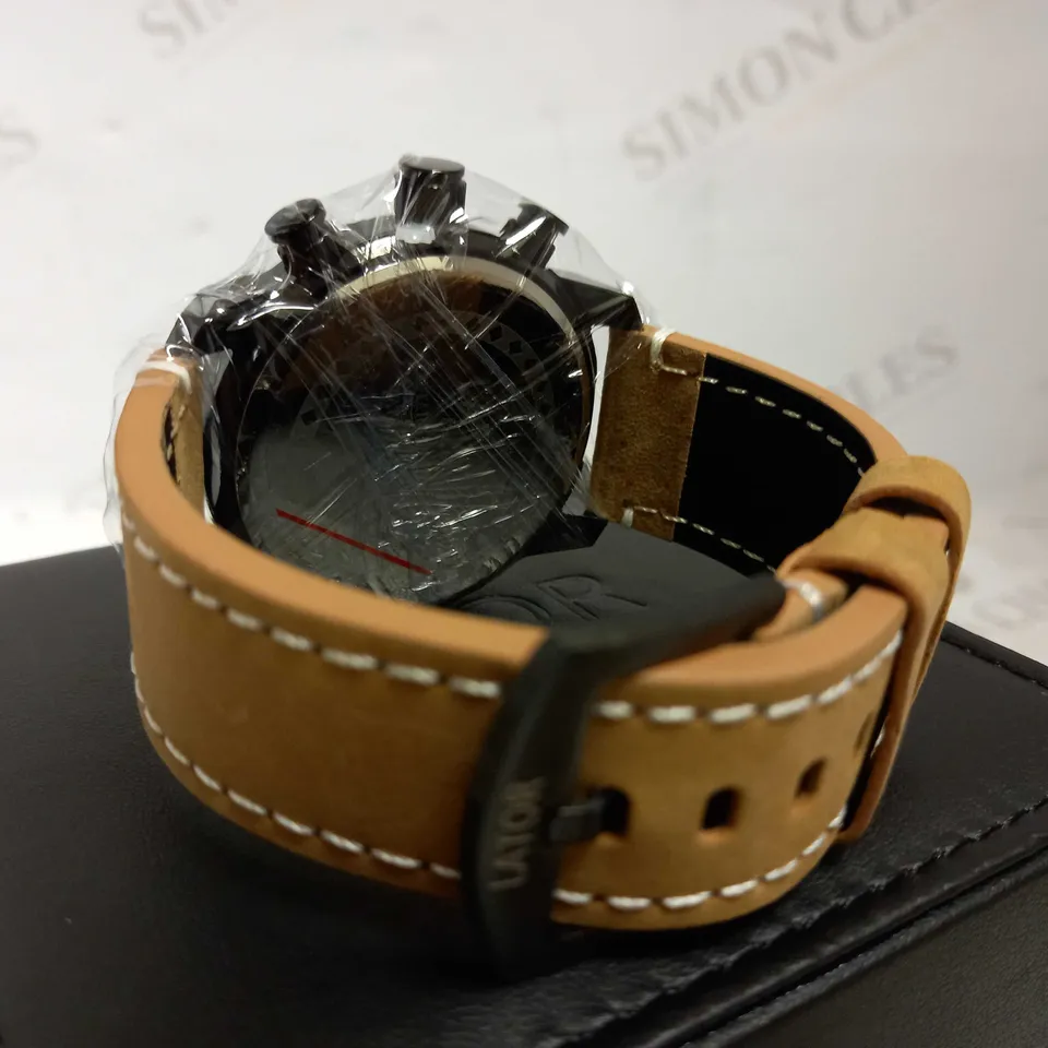 LATOR CALIBRE BLACK & YELLOW FACE SUEDE LEATHER STRAP WATCH RRP £635