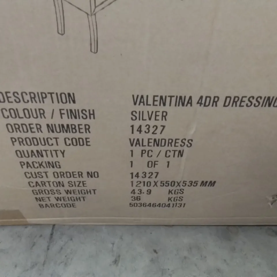 BOXED VALENTINA DRESSING TABLE - SILVER (1 BOX)