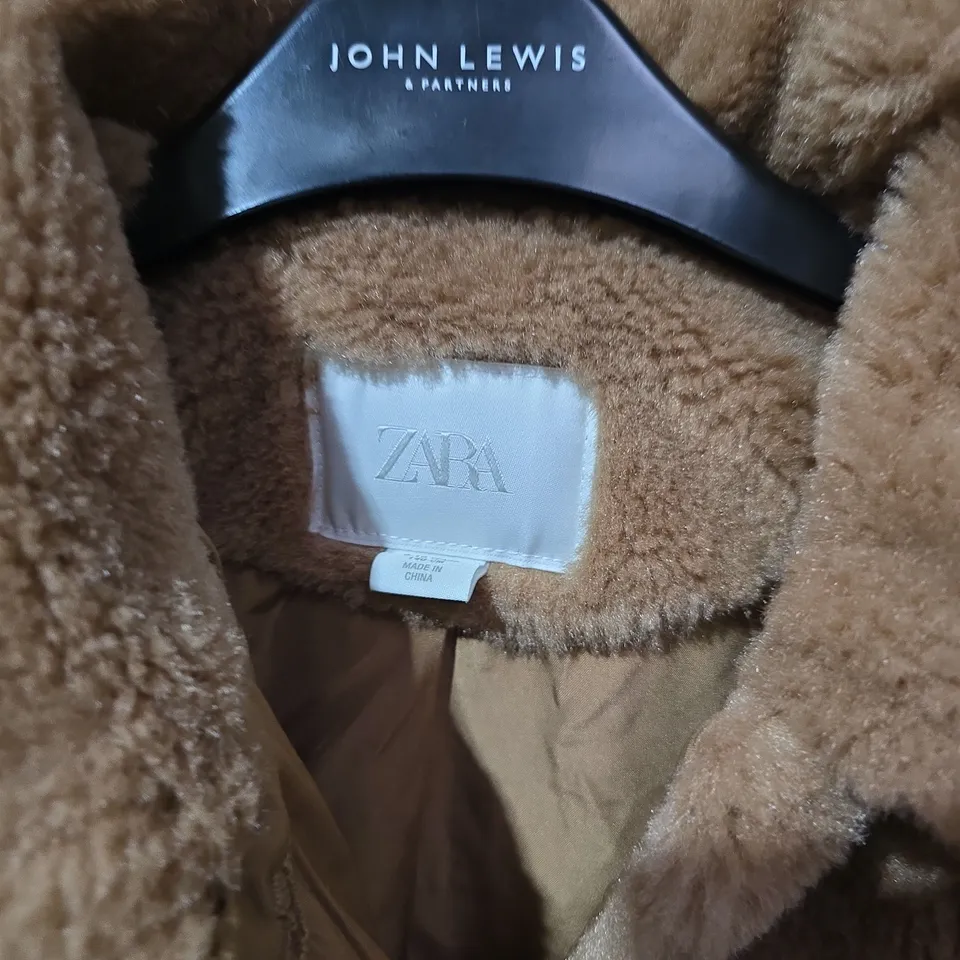 ZARA KIDS FAUX FUR COAT, BROWN, UK 9-10 (9-10 YEARS)