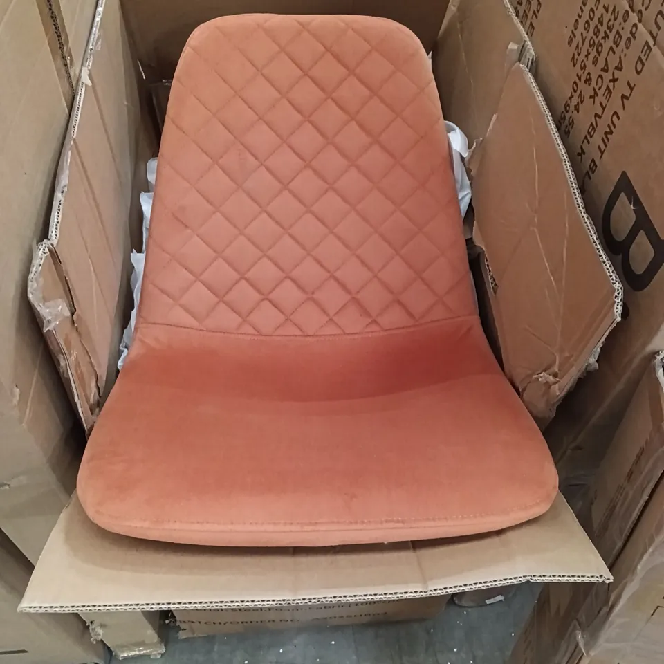 BOXED QUILTED VELVET DINING CHAIR (SET OF 4) - ORANGE/BLACK (1 BOX)