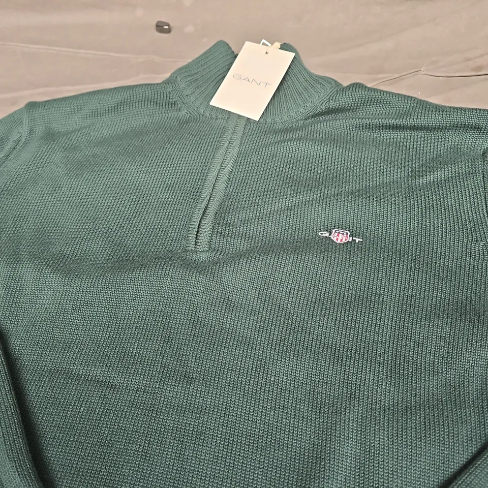 GANT CASUAL COTTON HALF ZIP FLEECE - SIZE LARGE