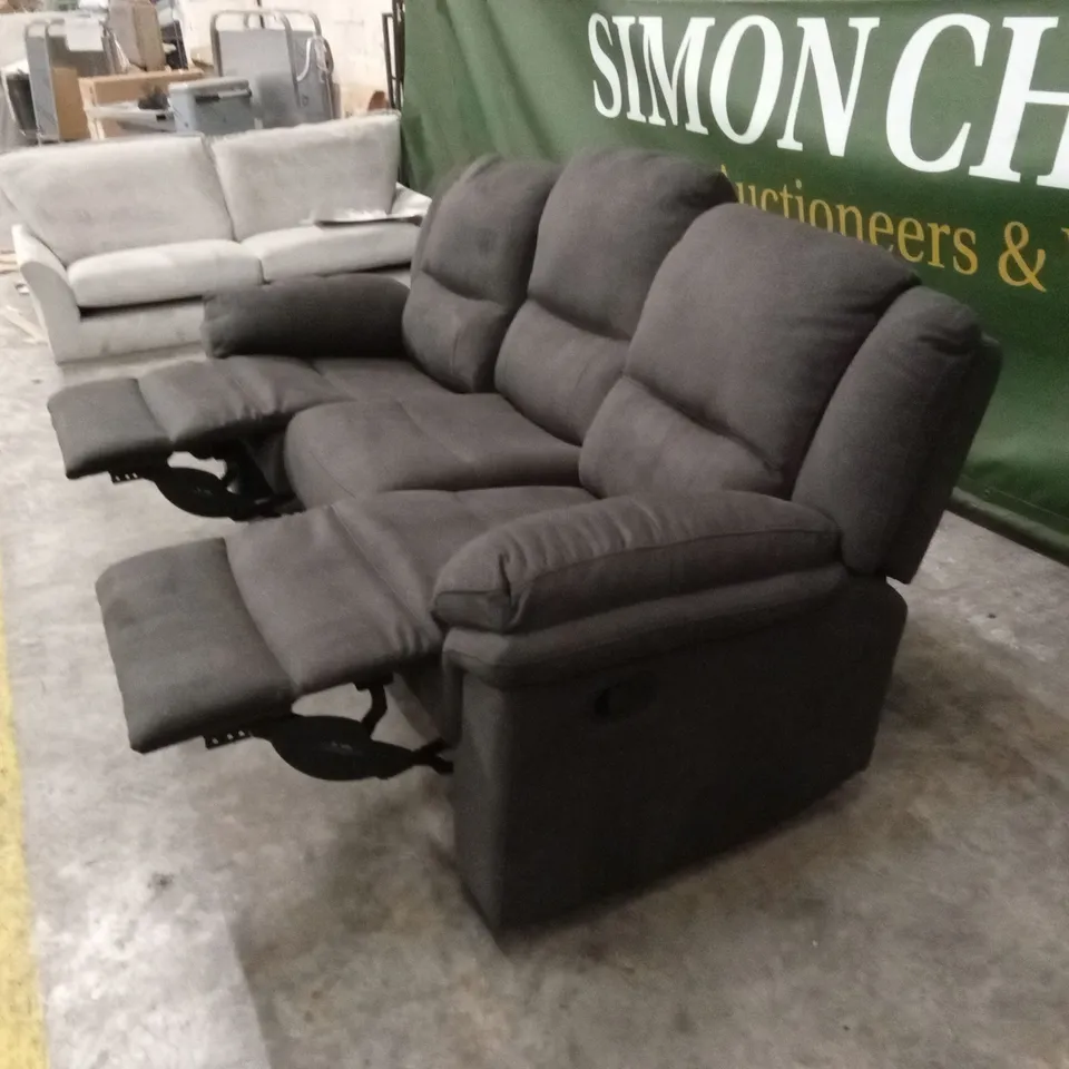 ALBION FABRIC 3 SEATER HIGH BACK MANUAL RECLINER SOFA - CHARCOAL RRP £749