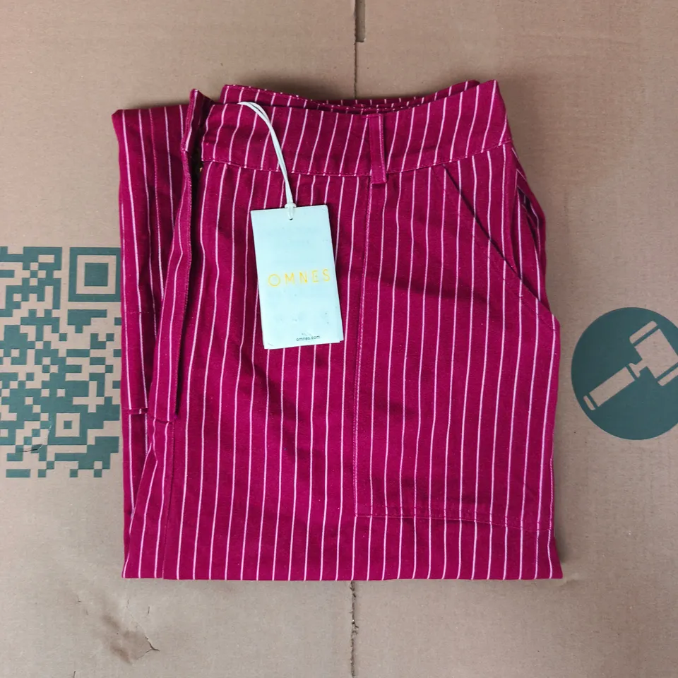 OMNES PINSTRIPE KELSEY SKIRT IN BURGUNDY SIZE UK 12