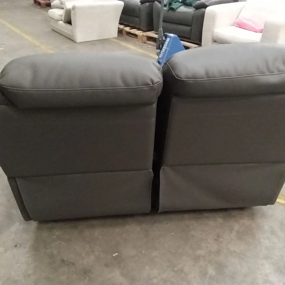 ROTHBURY LUXURY FAUX LEATHER HIGH BACK 2 SEATER MANUAL RECLINER SOFA - CHARCOAL RRP £629