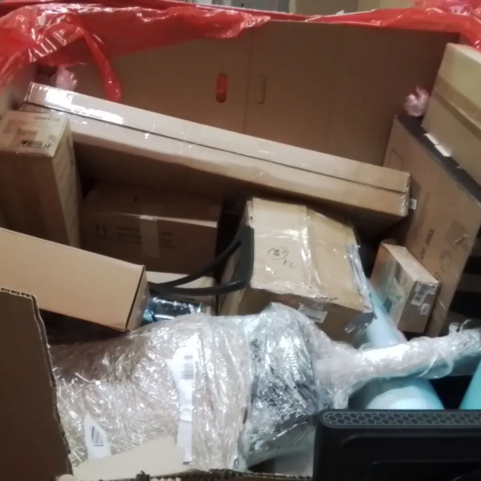 PALLET OF ASSORTED HOUSEHOLD GOODS AND PRODUCTS TO INCLUDE;PORTABLE COUNTERTOP DISHWASHER,SUITCASE,COMPUTER AIR COOLING FAN