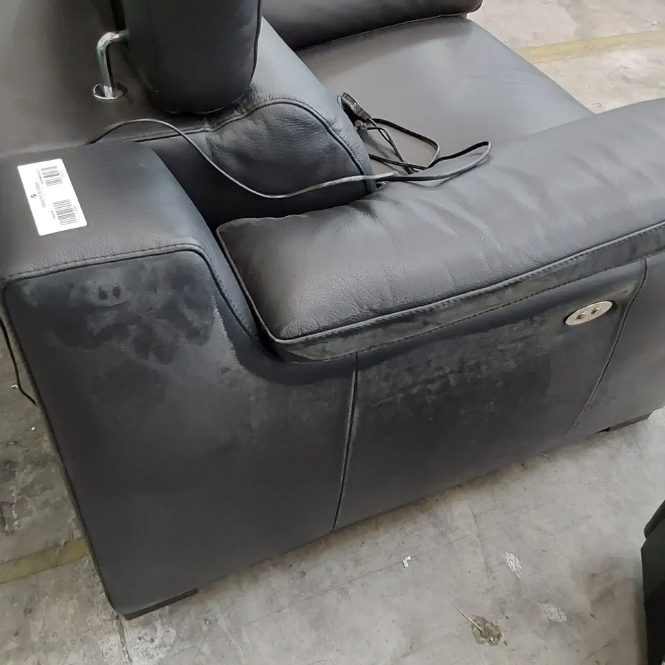 QUALITY ITALIAN DESIGNER MAESTRALE POWER RECLINING EASY CHAIR WITH ADJUSTABLE HEADREST BLACK LEATHER 