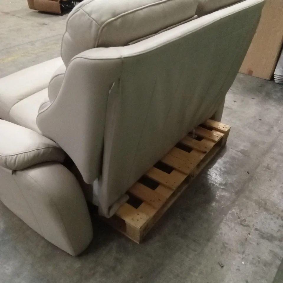 QUALITY DESIGNER 2 SEATER LEATHER SOFA - CREAM