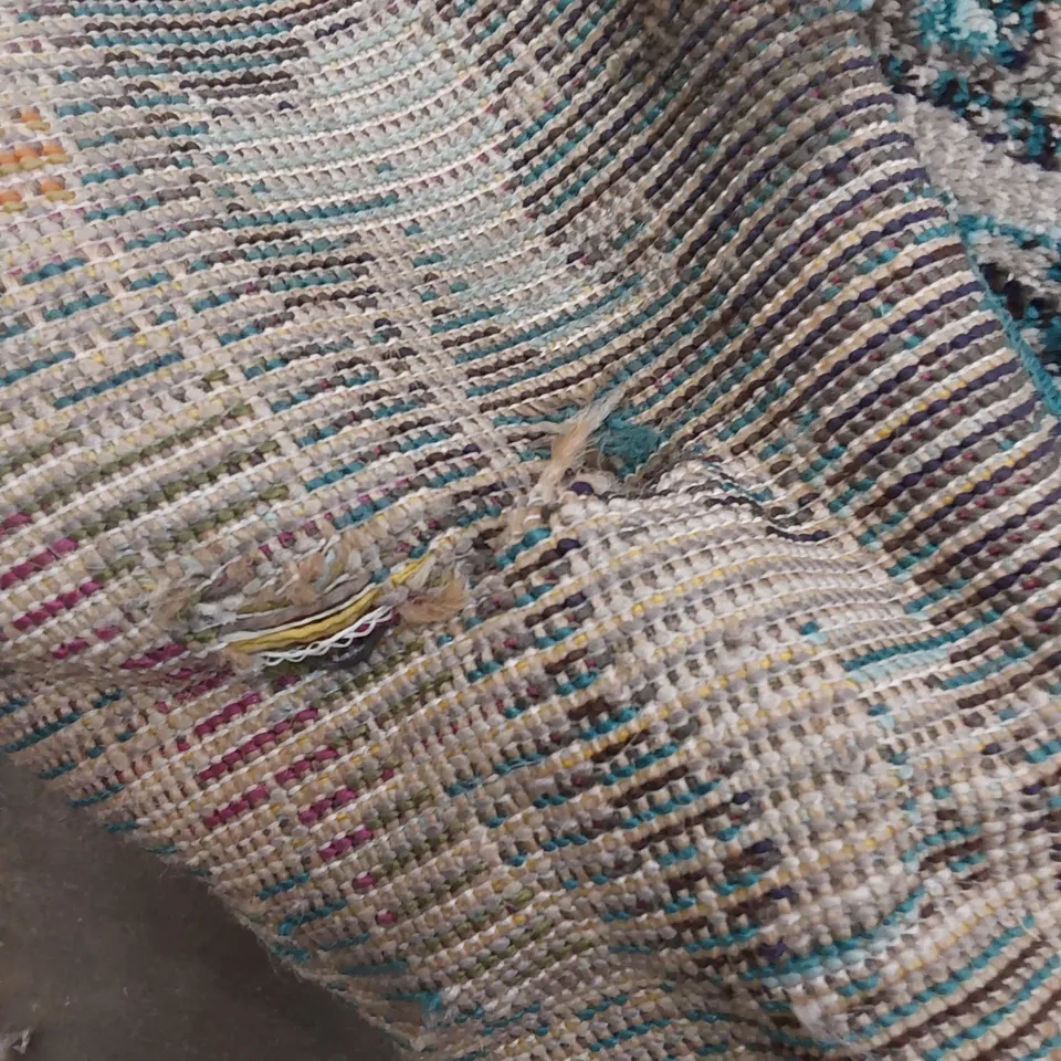 DAX POWER LOOM BLUE/BEIGE/ORANGE RUG // SIZE: 225 X290cm