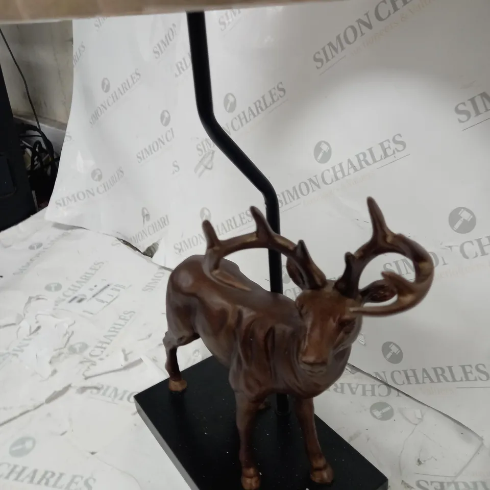 BOXED ALISON CORK ANIMAL TABLE LAMPS - BRASS STAG