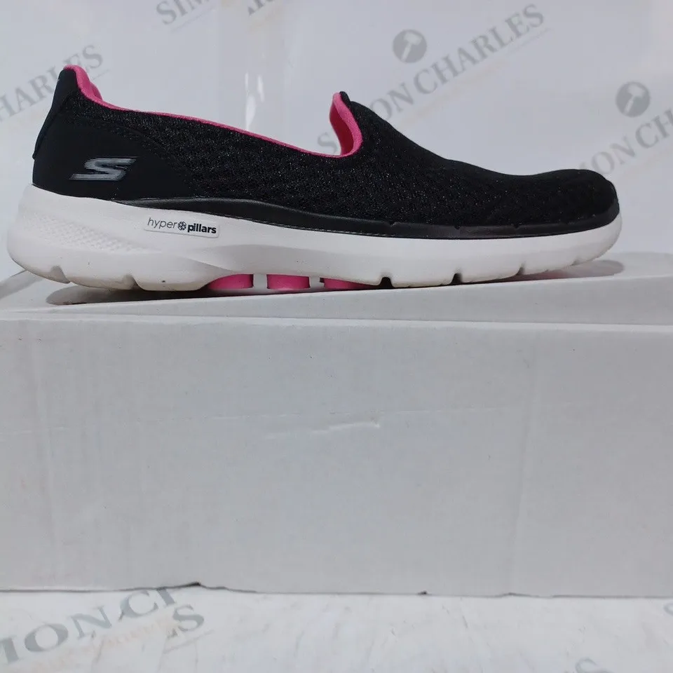 SKECHERS GO WALK 6 BIG SPLASH SLIP ON SHOES, BLACK - SIZE 6.5