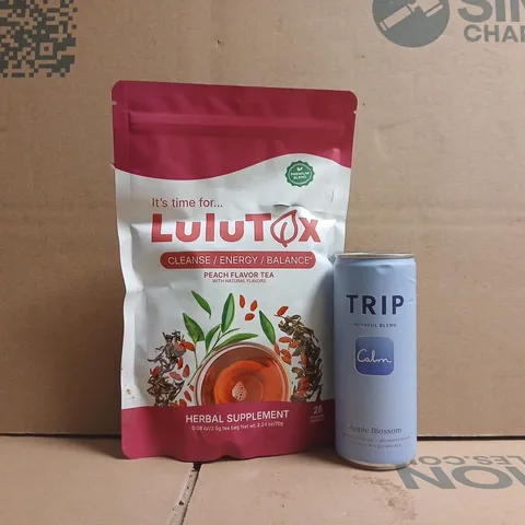 APPROXIMATELY 8 ASSORTED FOOD AND DRINK ITEMS TO INCLUDE TRIP, LULUTOX, ETC