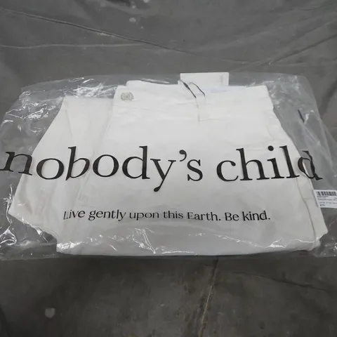 NOBODY'S CHILD WHITE PUTNEY BARREL TROUSERS – UK 14