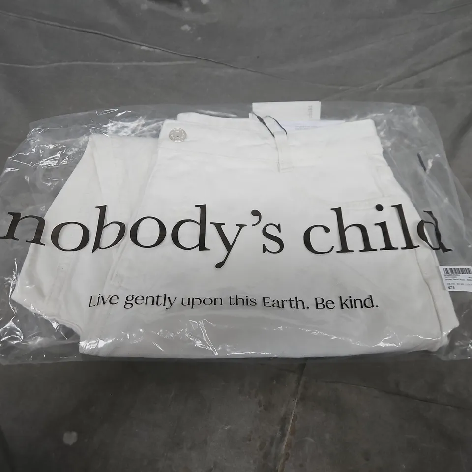 NOBODY'S CHILD WHITE PUTNEY BARREL TROUSERS – UK 14