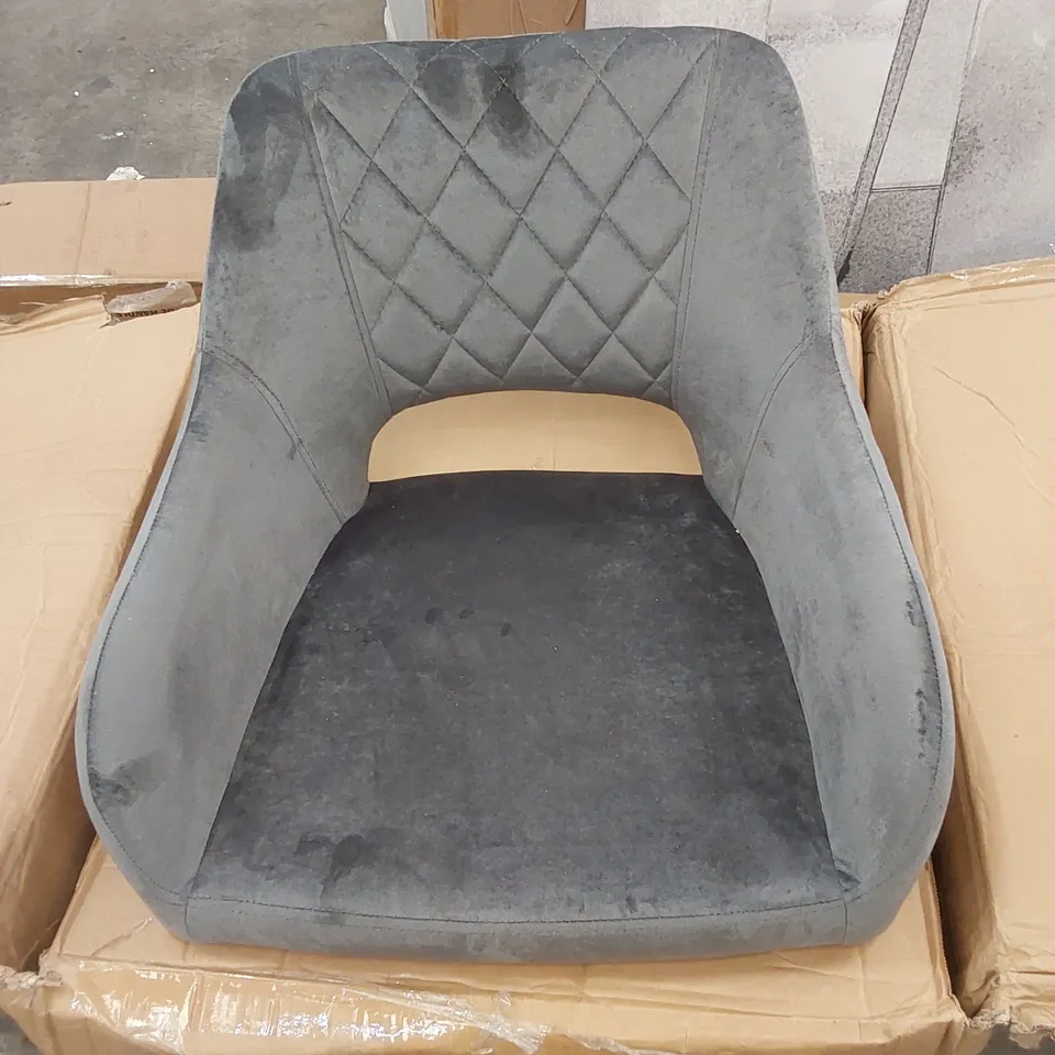 BOXED SET OF 2 GREY VELVET UPHOLSTERED CHAIRS - GREY (1 BOX)