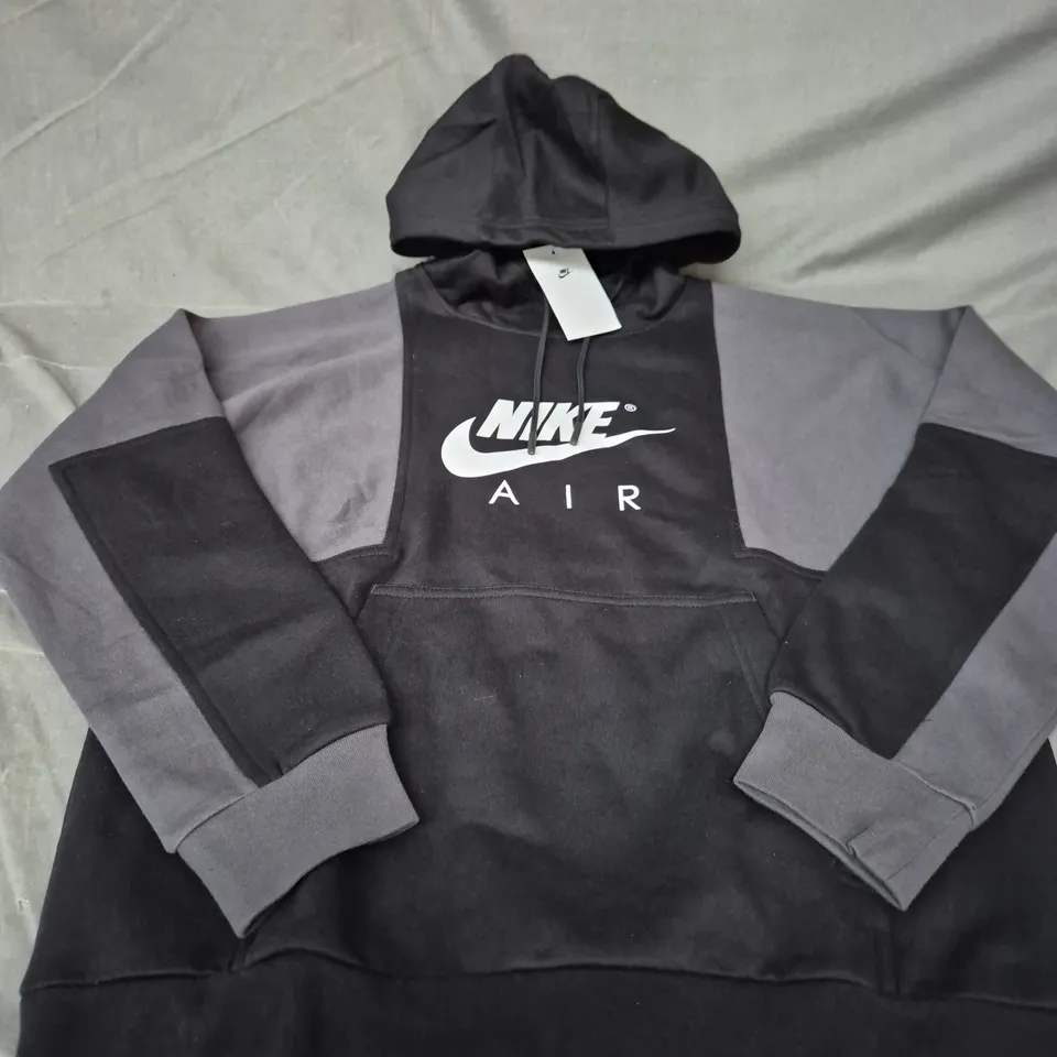 NIKE MEN'S HOODIE – BLACK/GREY, NIKE AIR LOGO, UK L