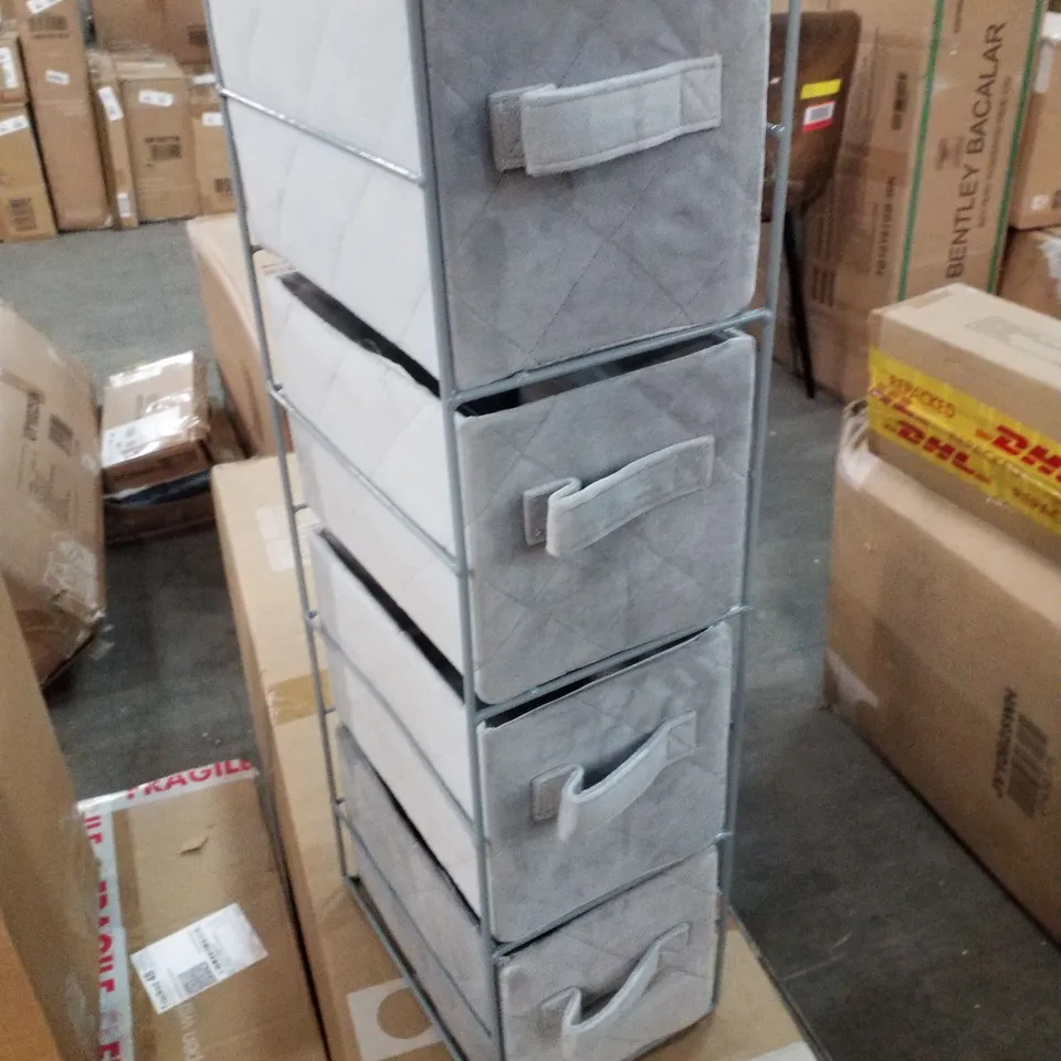 BOXED 4 TIER GREY FABRIC DRAWER UNIT