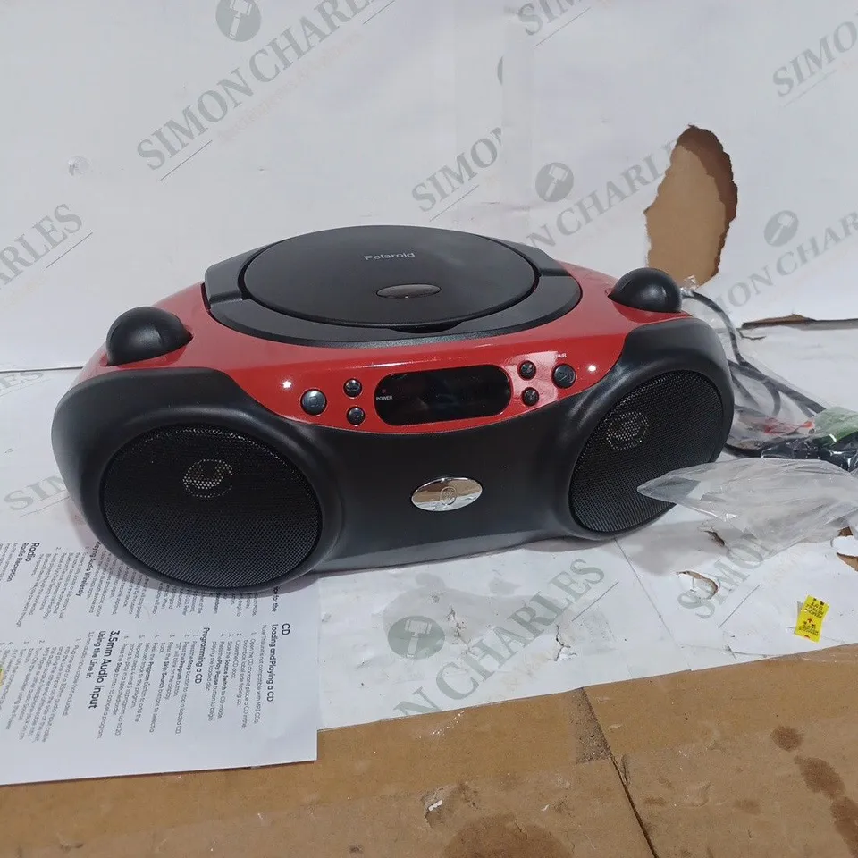 POLAROID BLUETOOTH CD BOOMBOX BLACK/RED
