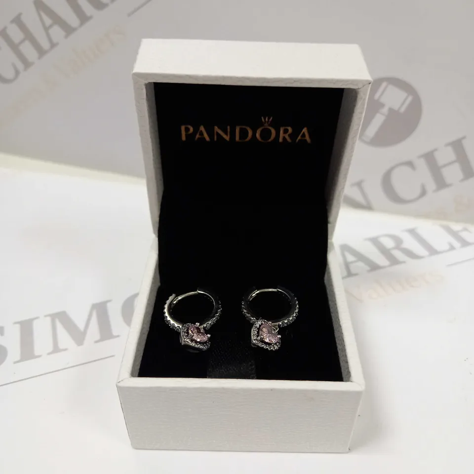 BOXED PANDORA PAIR OF WOMEN'S HEART EARRINGS 