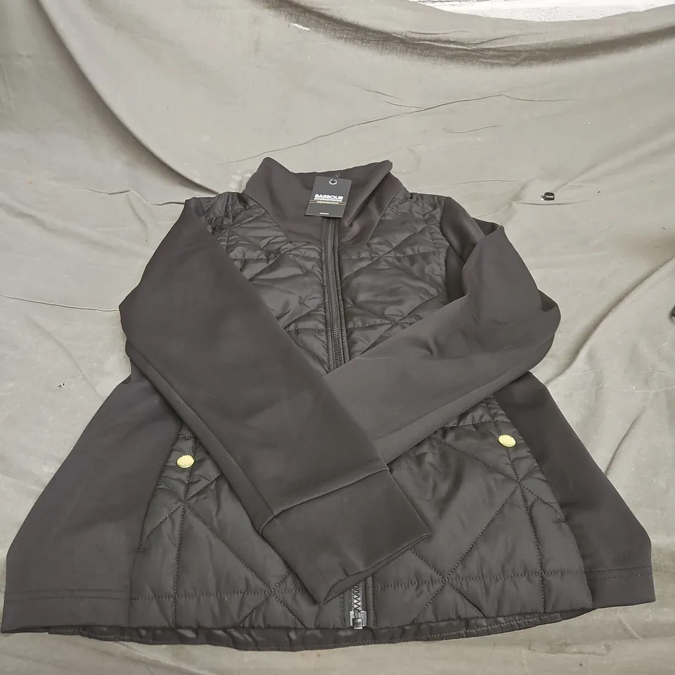 BARBOUR INTERNATIONAL KYA QUILTED ZIP TOP BLACK UK10 TAGGED
